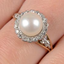 Early 20th c. 15ct gold pearl & diamond ring