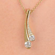 18ct gold diamond pendant, on chain