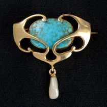 15ct gold gem brooch, by Murrle Bennett & Co.