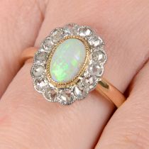 Early 20th c. opal and rose-cut diamond ring