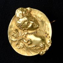French Art Nouveau gold brooch, by Jules Chéret
