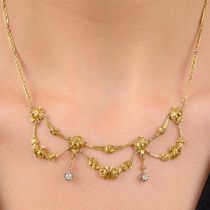 Belle Epoque 18ct gold diamond necklace