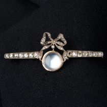 19th c. Russian moonstone & diamond brooch
