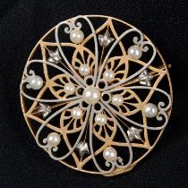 Edwardian gold & split pearl brooch