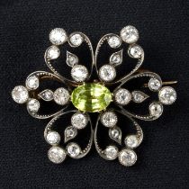 Victorian peridot & diamond brooch