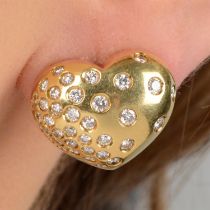 18ct gold diamond heart earrings, by Mappin & Webb