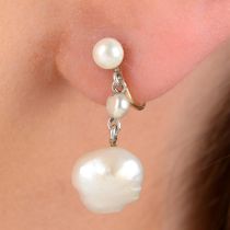 Early 20th c. gold pearl earrings