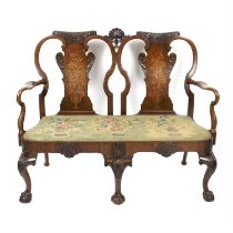 Dutch marquetry two seater bench