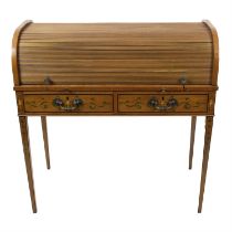 Edwardian satinwood and polychrome painted desk