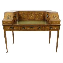 Early 20th century painted satinwood Carlton house desk.