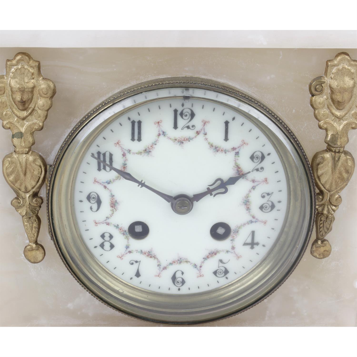 Two 20th century mantel clocks with gilt lion finials - Image 3 of 4