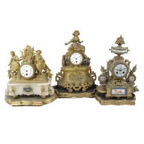Three Victorian mantel clocks