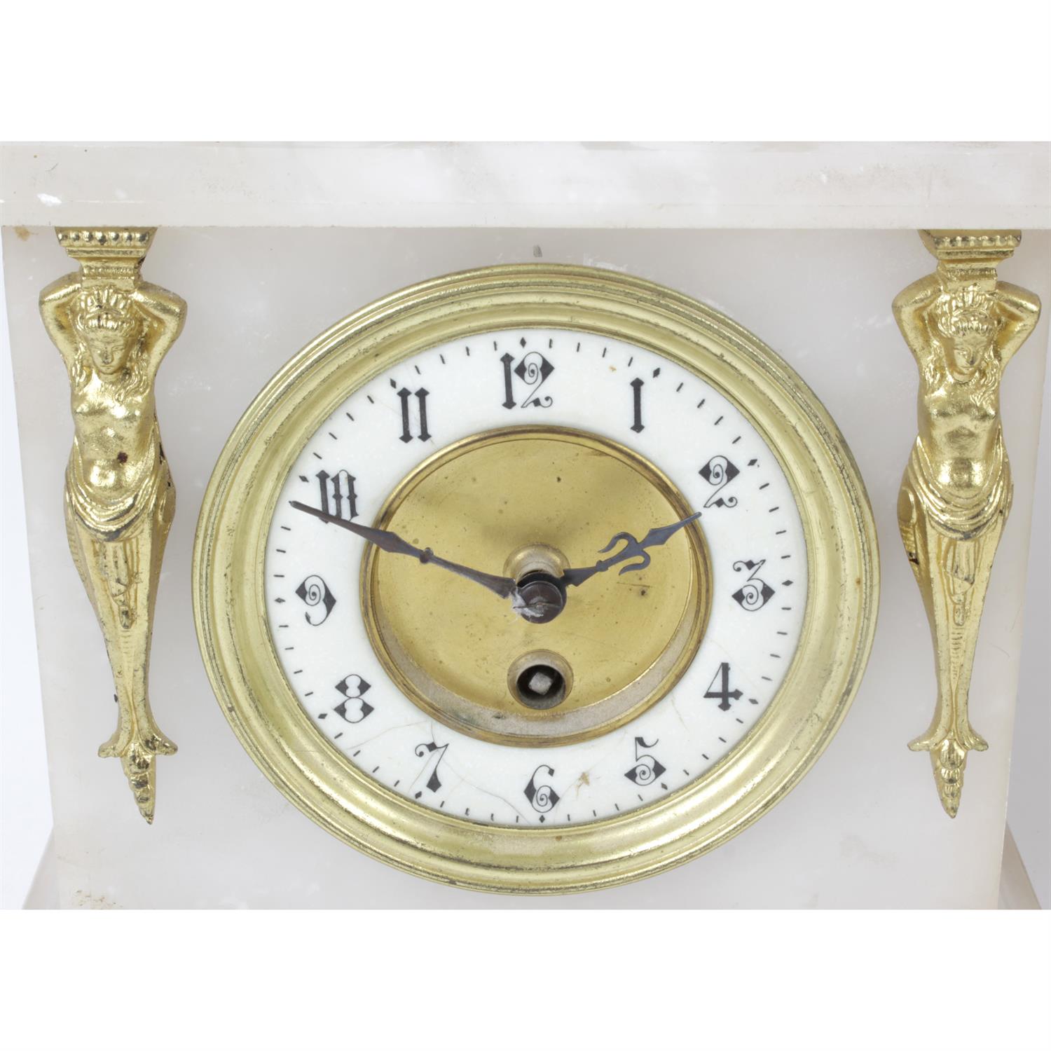Two 20th century mantel clocks with gilt lion finials - Image 2 of 4