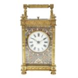 19th century repeater carriage clock with enamel back plate