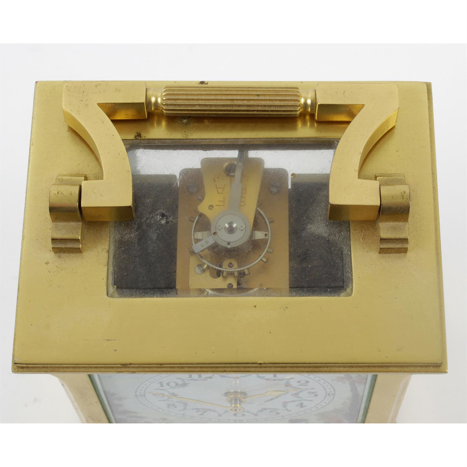 Brass carriage clock with enamel decoration - Image 5 of 5