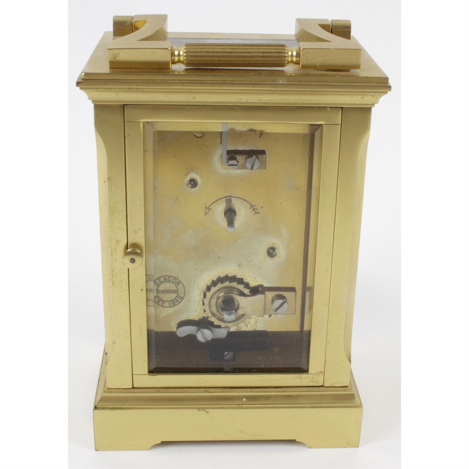 Brass carriage clock with enamel decoration - Image 3 of 5