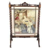 Victorian firescreen with Berlin needlework panel