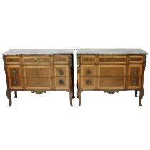 Pair of French marquetry commodes