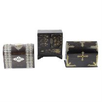 Two Victorian letter boxes and jewellery casket (3)