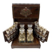 Victorian liqueur box with brass inlay