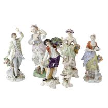 Six assorted Continental figures
