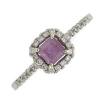 18ct gold pink sapphire & diamond cluster ring