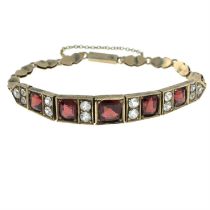 Victorian garnet & sapphire bracelet, AF