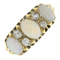Edwardian opal & diamond ring
