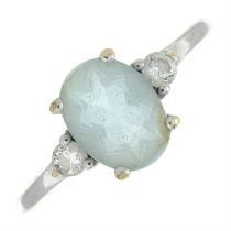 9ct gold aquamarine & diamond ring