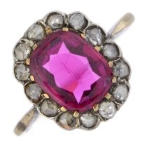 Early 20th century synthetic ruby & diamond ring