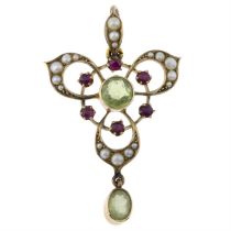 Early 20th century 9ct gold gem pendant