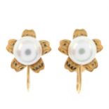 Cultured pearl earrings, by Mikimoto