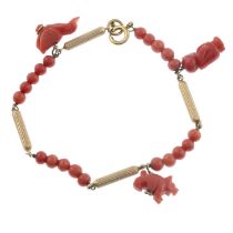 Coral charm bracelet