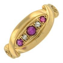 Late Victorian diamond & ruby ring