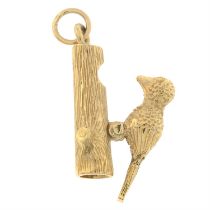 9ct gold woodpecker charm