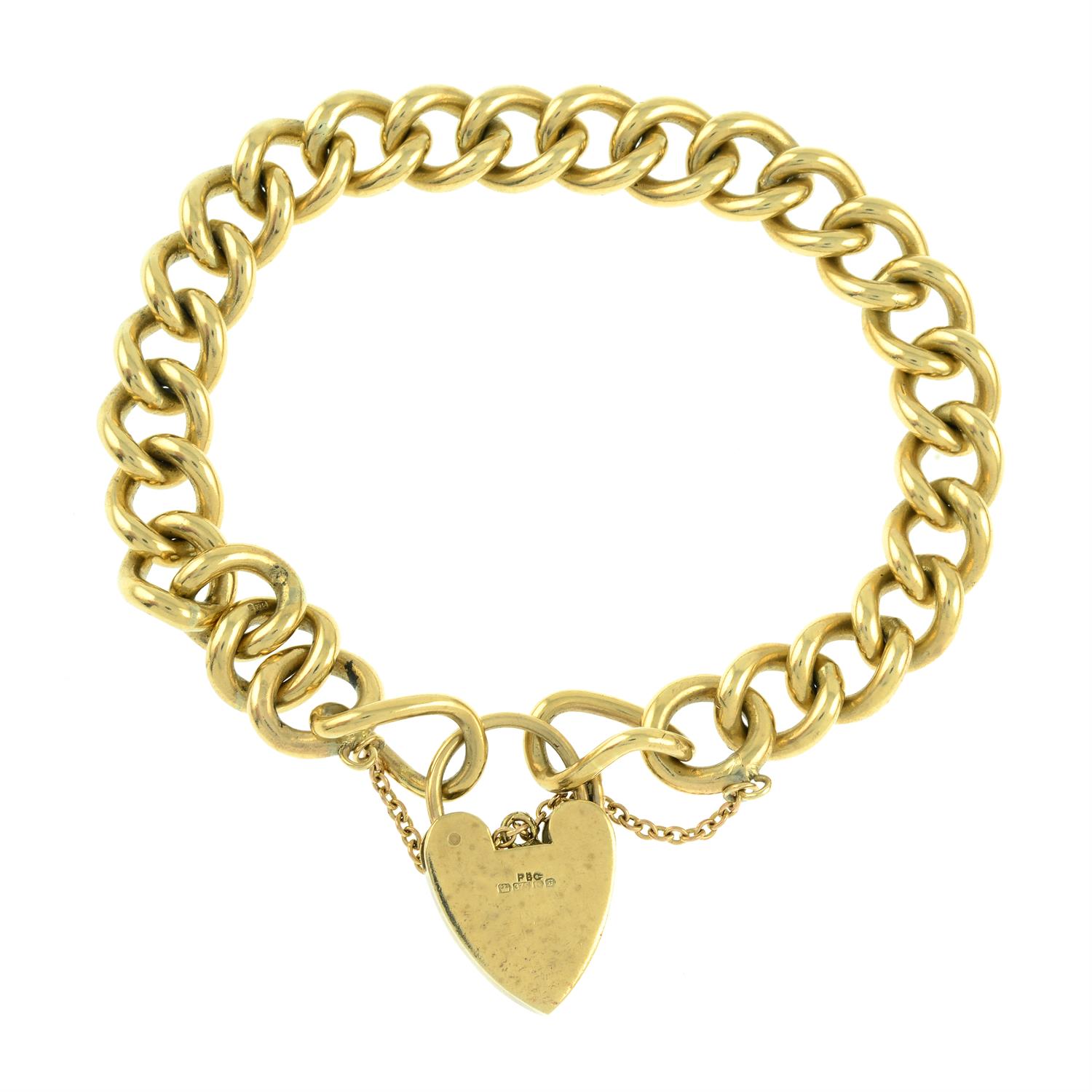 A 9ct gold bracelet, with heart-shape padlock clasp. - Image 2 of 2