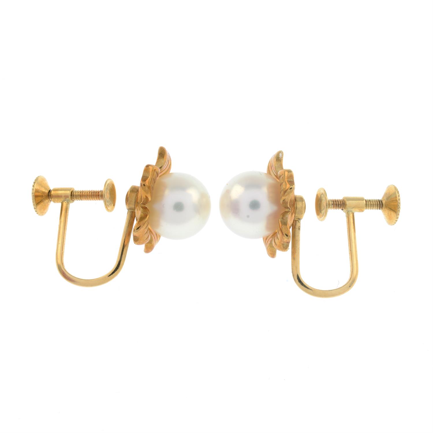 Cultured pearl earrings, by Mikimoto - Image 2 of 3