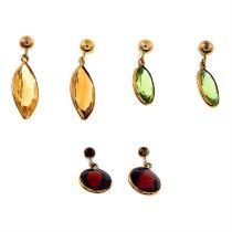 Three pairs of gem earrings