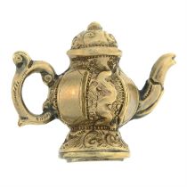 Early 20th gold foil-back citrine teapot charm
