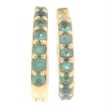 14ct gold emerald hoop earrings