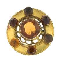 Late Victorian Scottish gold citrine cluster brooch