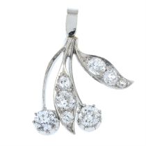 Diamond stylised foliate pendant