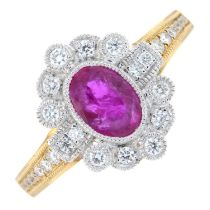 18ct gold ruby & diamond cluster ring