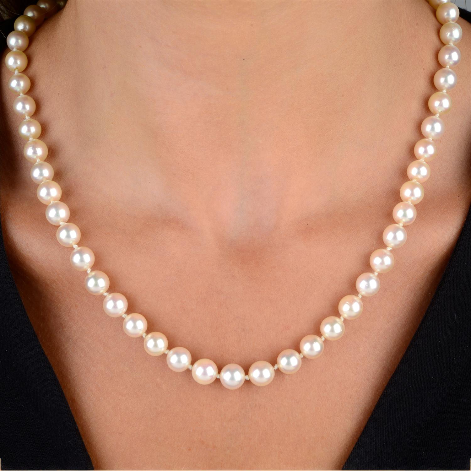 Cultured pearl necklace, with ruby & diamond clasp - Image 4 of 4