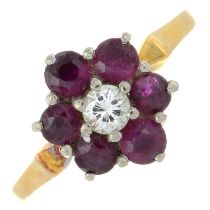 Ruby & diamond cluster ring