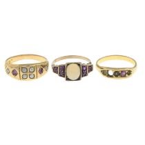 Three gem-set rings