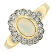 18ct gold diamond & opal ring