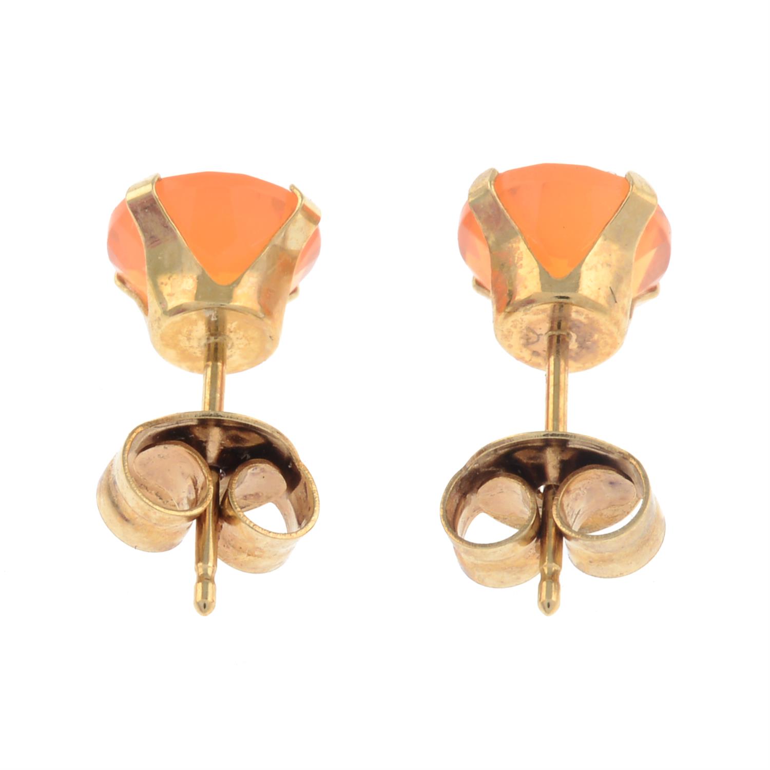 Fire opal single-stone earrings - Image 2 of 2