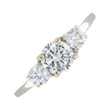 18ct gold diamond three-stone ring