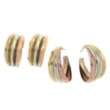 Two pairs of 9ct gold earrings